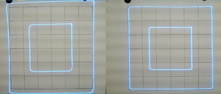 The software of the Laser Galvo refines the drawn lines to ensure they are straight.